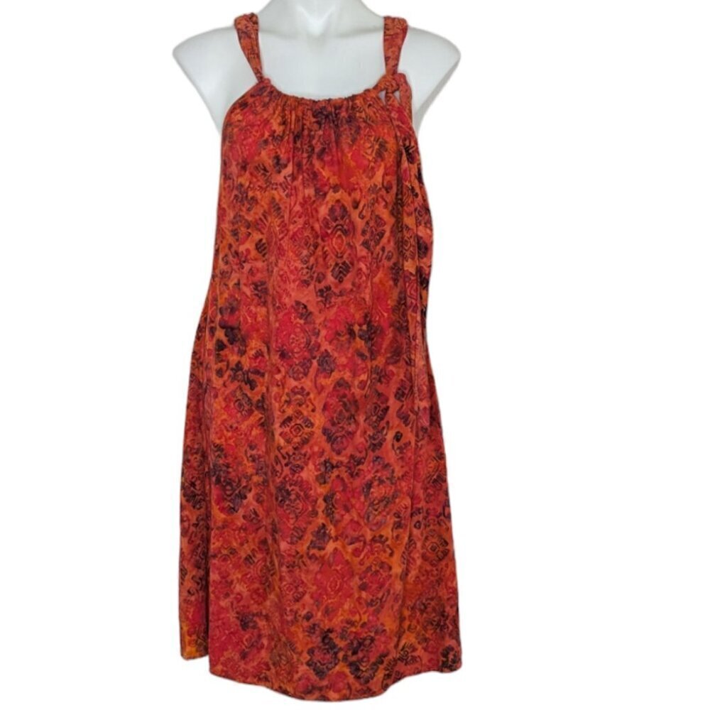 Y2k Red Black Stonewash Gauzy Boho Indie Tank Top Dress With Bow Beach